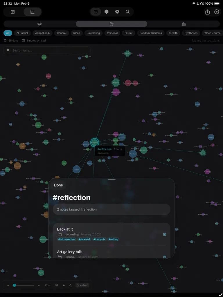 ideAI Atlas view with tag exploration