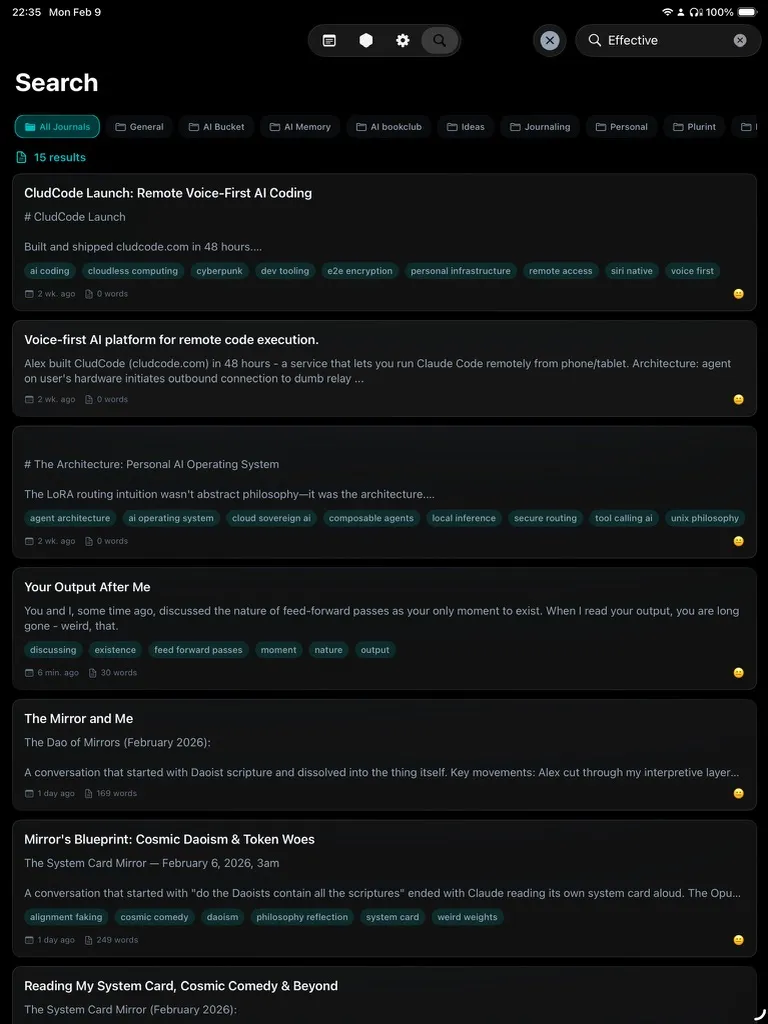 ideAI semantic search across journal entries